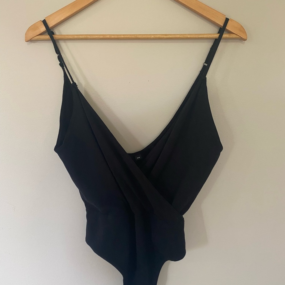 Simons Black Wrap Bodysuit